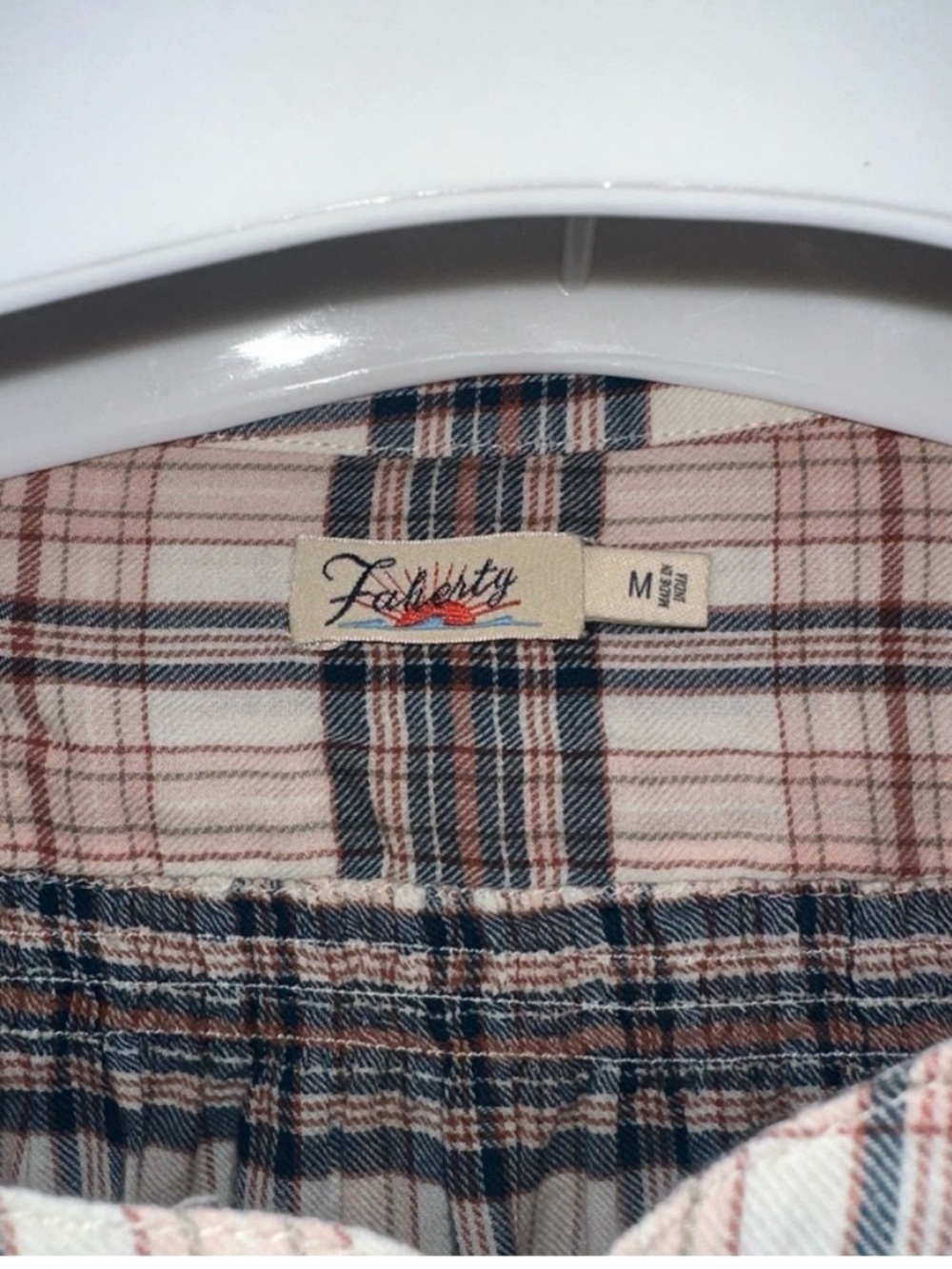 Faherty Plaid Shirt in Blue and Cream - Picture 3 of 4